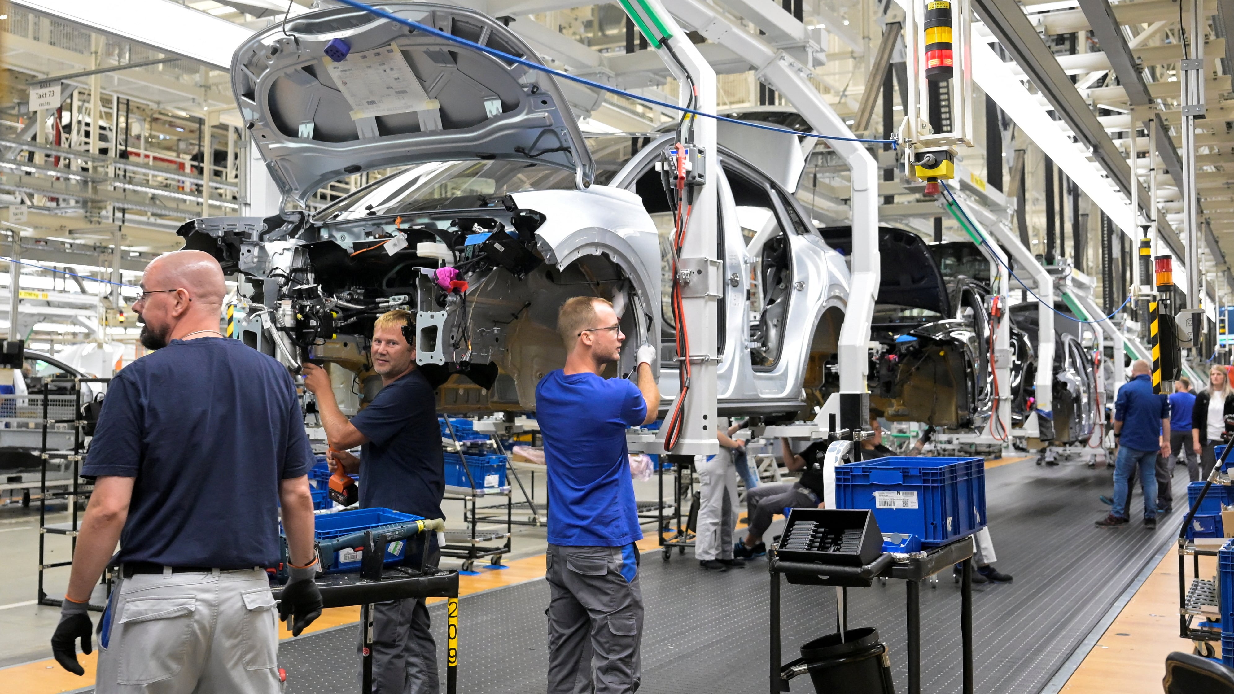 A production line at VW's plant in Emden, Germany.